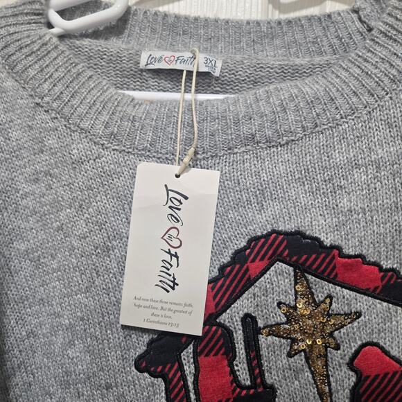 Holiday Nativity Sweater Embellished Graphic – Size 3XL - Picture 5 of 9